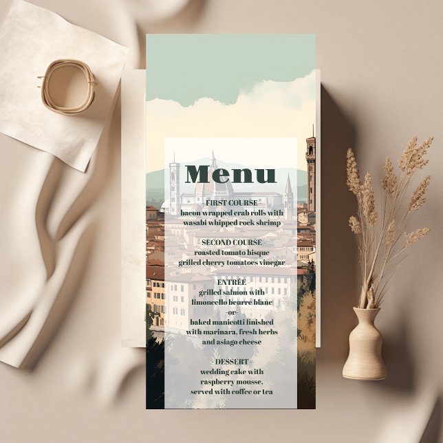 Elegant Italy Florence Hochzeit in Urlaubsort Menükarte (Von Creator hochgeladen)