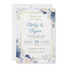 Élégant ivoire et Faire-part de mariage floral ble