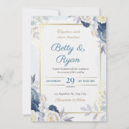 Élégant ivoire et Faire-part de mariage floral ble