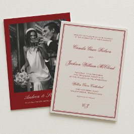 Elegant Ivory and Burgundy Dramatic Opera Wedding  Einladung