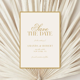 Elegant Ivory and Gold Old Money Wedding Save The Date
