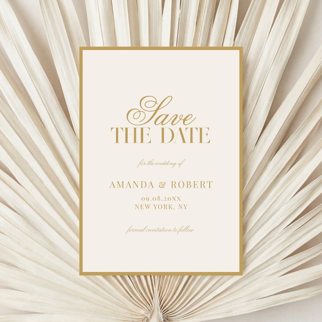 Elegant Ivory and Gold Old Money Wedding Save The Date (Von Creator hochgeladen)