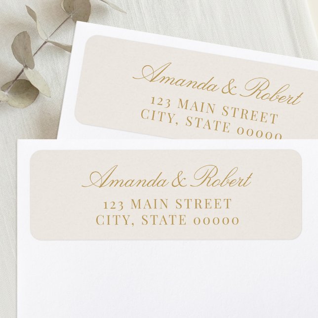 Elegant Ivory and Gold Wedding Return Address (Von Creator hochgeladen)