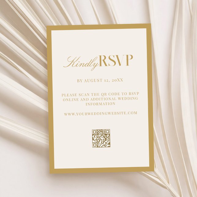 Elegant Ivory and Gold Wedding RSVP Karte (Von Creator hochgeladen)