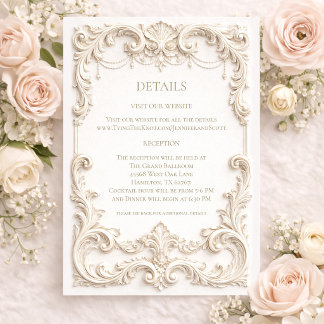 Elegant Ivory Baroque Wedding Enclosure Card Begleitkarte