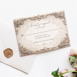 Elegant Ivory Baroque Wedding RSVP Response Card Karte