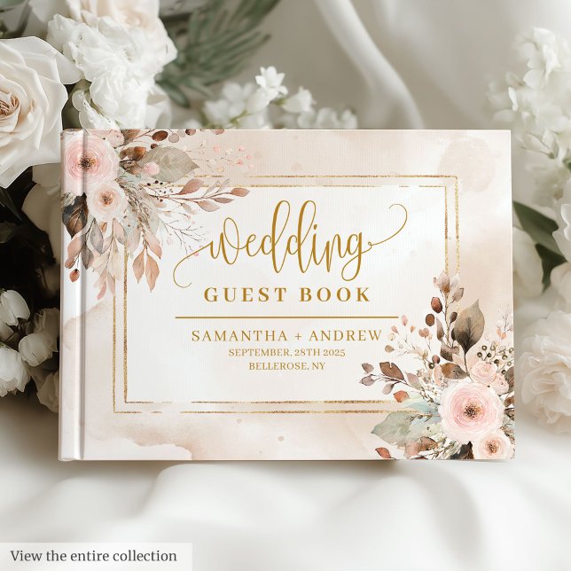 Elegant Ivory Beige Gold Boho Wedding Gästebuch (Elegant Ivory Beige Gold Boho Wedding Guest Book)