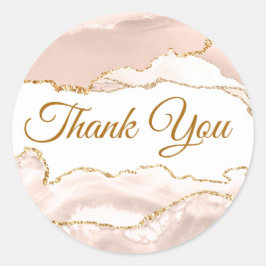 Elegant Ivory Blush Agate Vielen Dank Runder Aufkleber