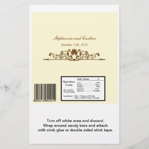 Elegant Ivory/Brown Wedding Large Candy Bar Wrap