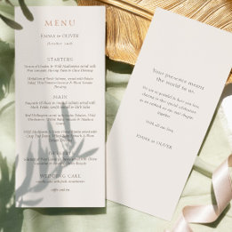 Elegant Ivory Copper Script Double Side Wedding  Menükarte