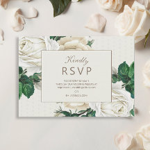 Elegant Ivory Cream Floral Wedding RSVP