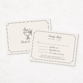 Elegant Ivory Double Frame Wedding RSVP Card Karte