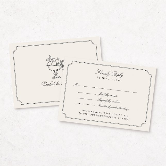 Elegant Ivory Double Frame Wedding RSVP Card Karte (Von Creator hochgeladen)