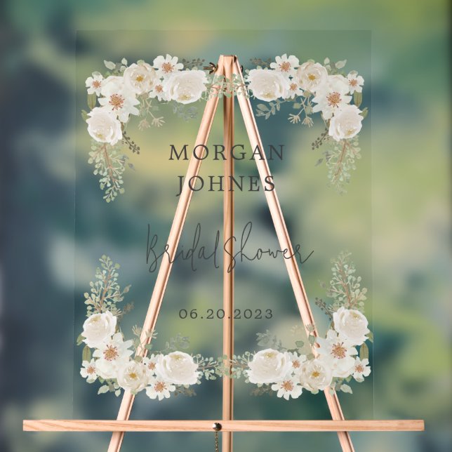 Elegant Ivory Floral Bridal Acrylschild (Neutral)