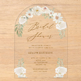Elegant Ivory Floral Bridal Akryllische Einladung