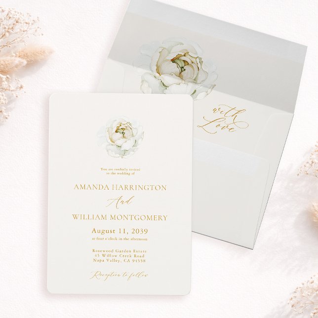 Elegant Ivory Floral Wedding Invitation Einladung (Von Creator hochgeladen)