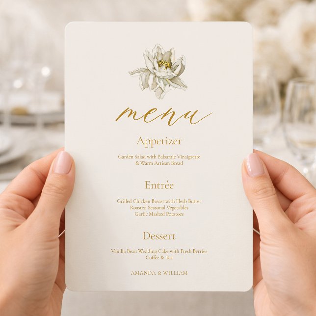 Elegant Ivory Floral Wedding Menu Card  Einladung (Von Creator hochgeladen)