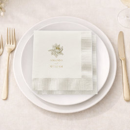 Elegant Ivory Floral Wedding Serviette