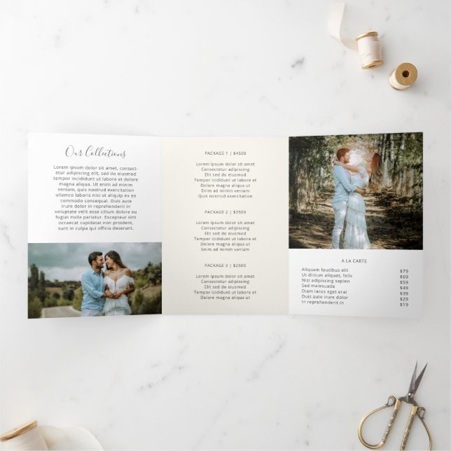 Elegant Ivory Foto Fotografie Trifold Broschüre (Innenseite)