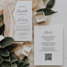 Elegant Ivory Gold Agate QR Code Wedding
