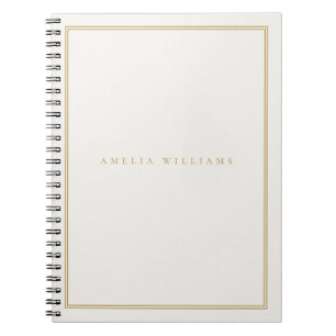 Elegant Ivory Gold Minimalistisch Monogram Name Notizblock
