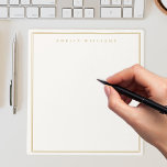 Elegant Ivory Gold Minimalistisch Monogram Name Notizblock<br><div class="desc">Erstellen Sie Ihr eigenes personalisiertes Notizblock mit elegantem,  minimalistischem Monogramm-Namen mit schlichter Randgestaltung in Elfenbein- und Goldfarbe.</div>