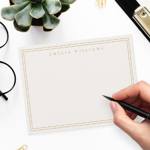 Elegant Ivory Gold Minimalistisch zwei Grenzen Mitteilungskarte