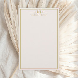 Elegant Ivory Gold Three Letter Monogram Briefpapier