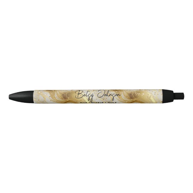 Elegant Ivory Marble and Gold Glitter Kugelschreiber (Vorderseite)