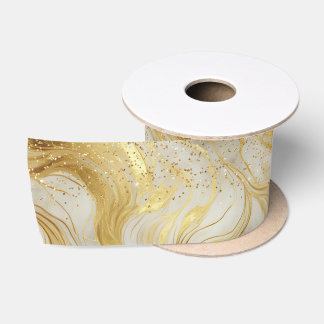 Elegant Ivory Marble and Gold Glitter Satinband