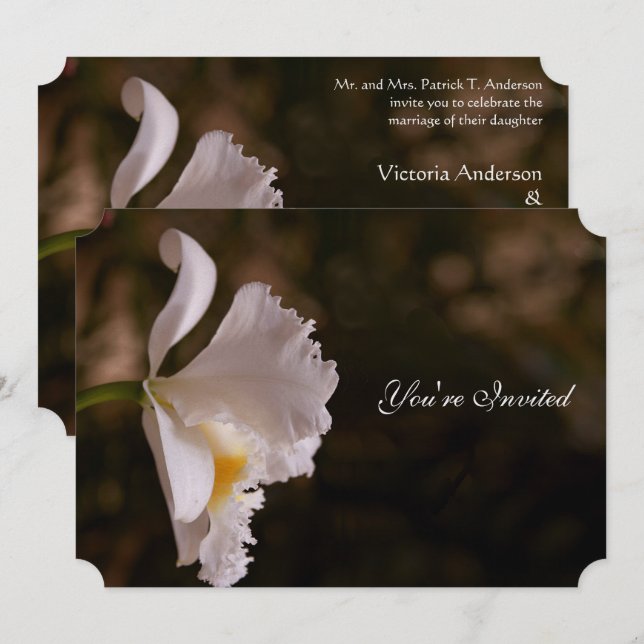 Elegant Ivory Orchid Earth Tone Einladung zur Hoch (Vorne/Hinten)
