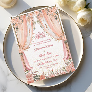 Elegant Ivory Peach Floral Islamische Hochzeit Einladung
