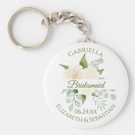 Elegant Ivory Peach Rose Bridesmaid Wedding Keych Schlüsselanhänger