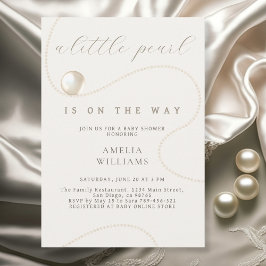 Elegant Ivory Pearl Script Baby Shower Einladung