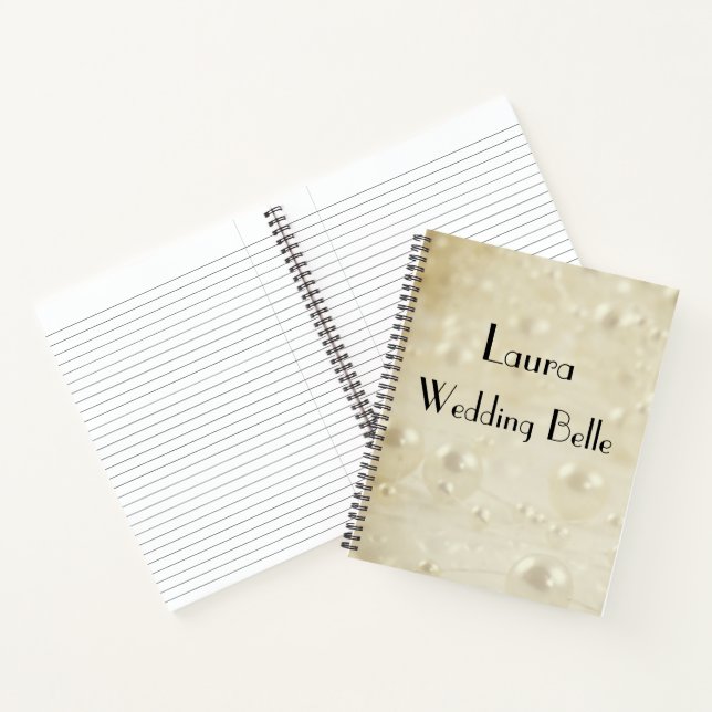 Elegant Ivory Pearls Personalisiert Wedding Belle Notizbuch (Innenseite)