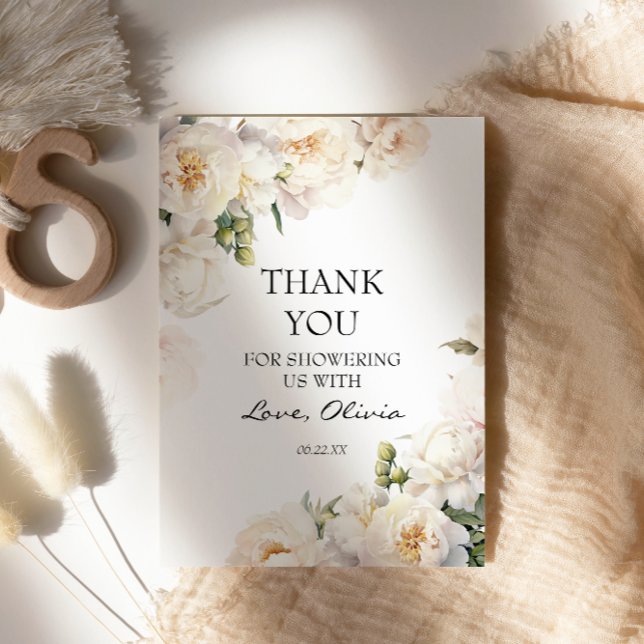 Elegant Ivory Peony Garden Thank You Dankeskarte (Von Creator hochgeladen)
