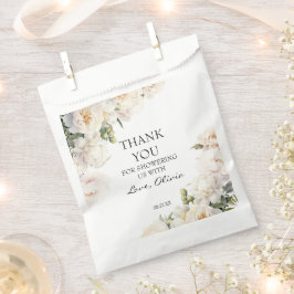 Elegant Ivory Peony Neutral Thank You Geschenktütchen