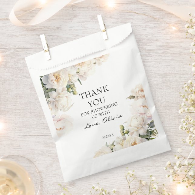 Elegant Ivory Peony Neutral Thank You Geschenktütchen (Ausgeschnitten)