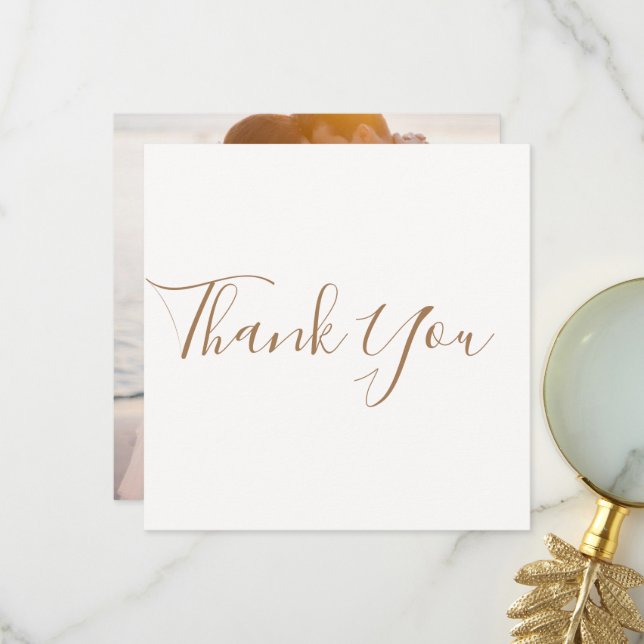Elegant Ivory Photo Wedding Thank You Card Dankeskarte (Vorderseite/Rückseite Beispiel)