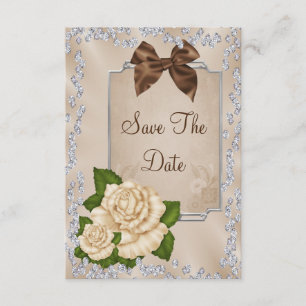 Elegant Ivory Rose & Bows 60. Save the Date