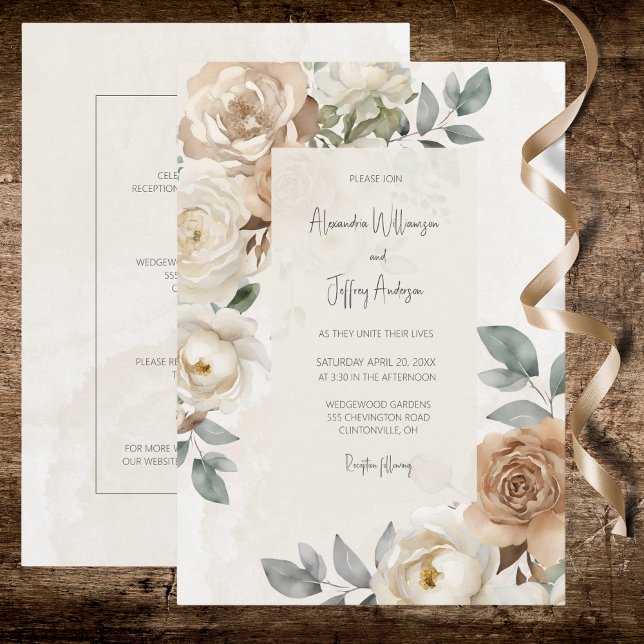 Elegant Ivory Roses Wedding Invitation Einladung (Von Creator hochgeladen)