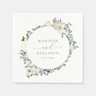 Elegant Ivory Sage Blumengrün Hochzeit Napkins Serviette