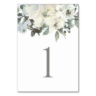 Elegant Ivory Sage Blumengrün Hochzeit Tischnummer