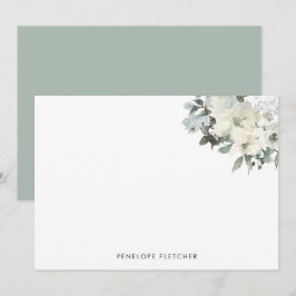 Elegant Ivory Sage Wasserfarben Mitteilungskarte
