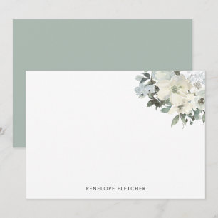 Elegant Ivory Sage Wasserfarben Mitteilungskarte