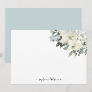 Elegant Ivory Sage Wasserfarben Mitteilungskarte