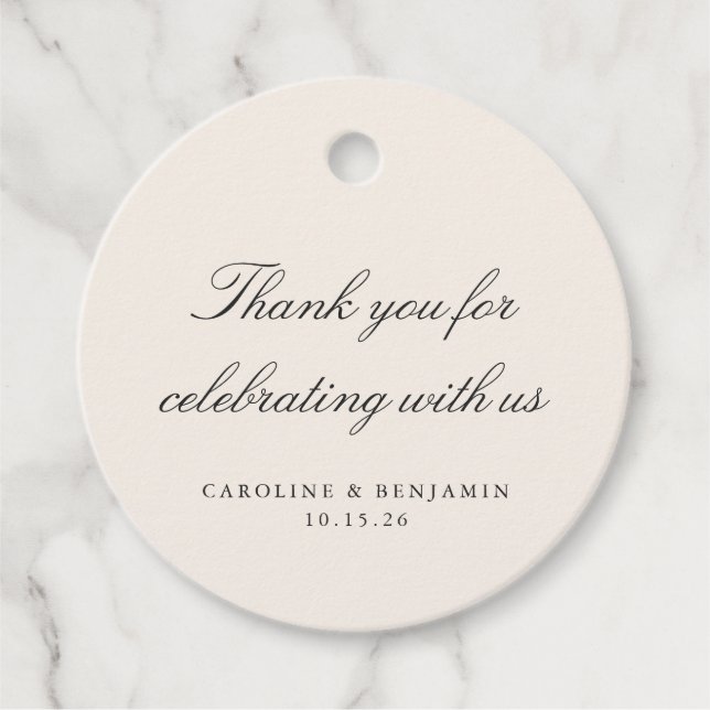 Elegant Ivory Script Wedding Custom Vielen Dank Geschenkanhänger (Vorderseite)