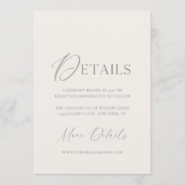 Elegant Ivory Wedding Details Card Einladung