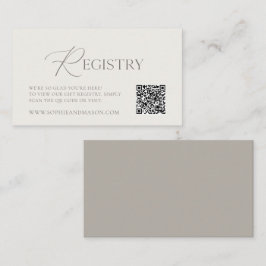 Elegant Ivory Wedding Registry Card with QR Code Begleitkarte