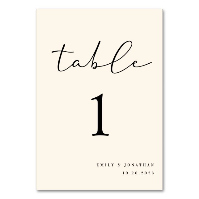 Elegant Ivory Wedding Tischnummer (Vorderseite)